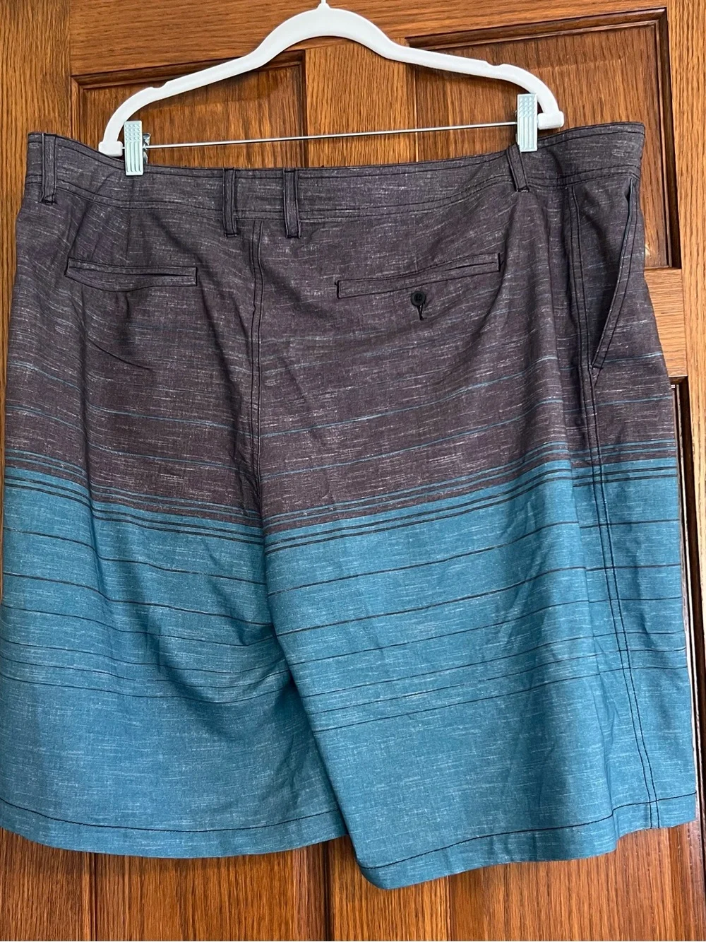 Mossimo Supply Co Men’s 48 Striped Board Shorts Swim Trunks Teal Gray NWT